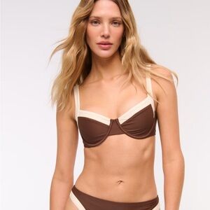 Abercrombie & Fitch Brown and Cream Bikini Top